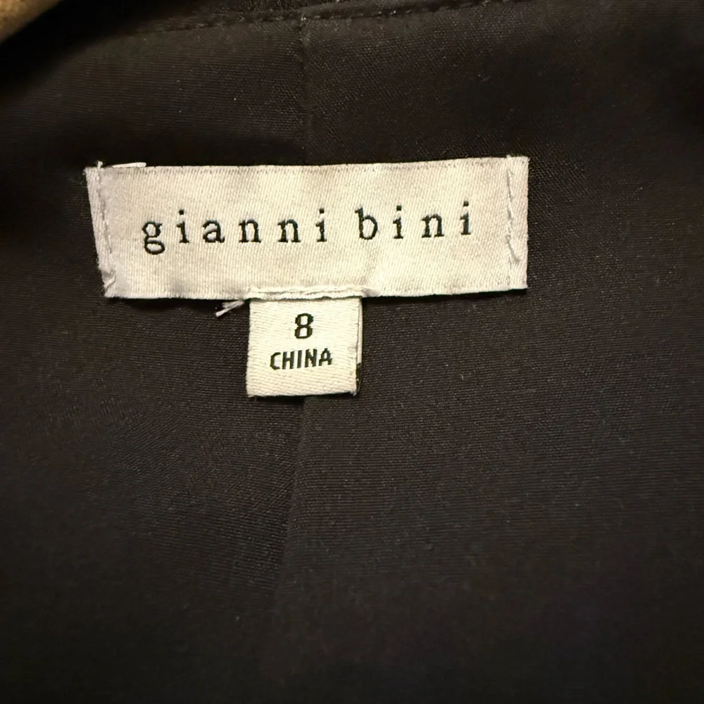 Gianni Bini Elegant Black Wrap Mini Dress Notched Collar Long Sleeve Size 8 - Picture 3 of 5